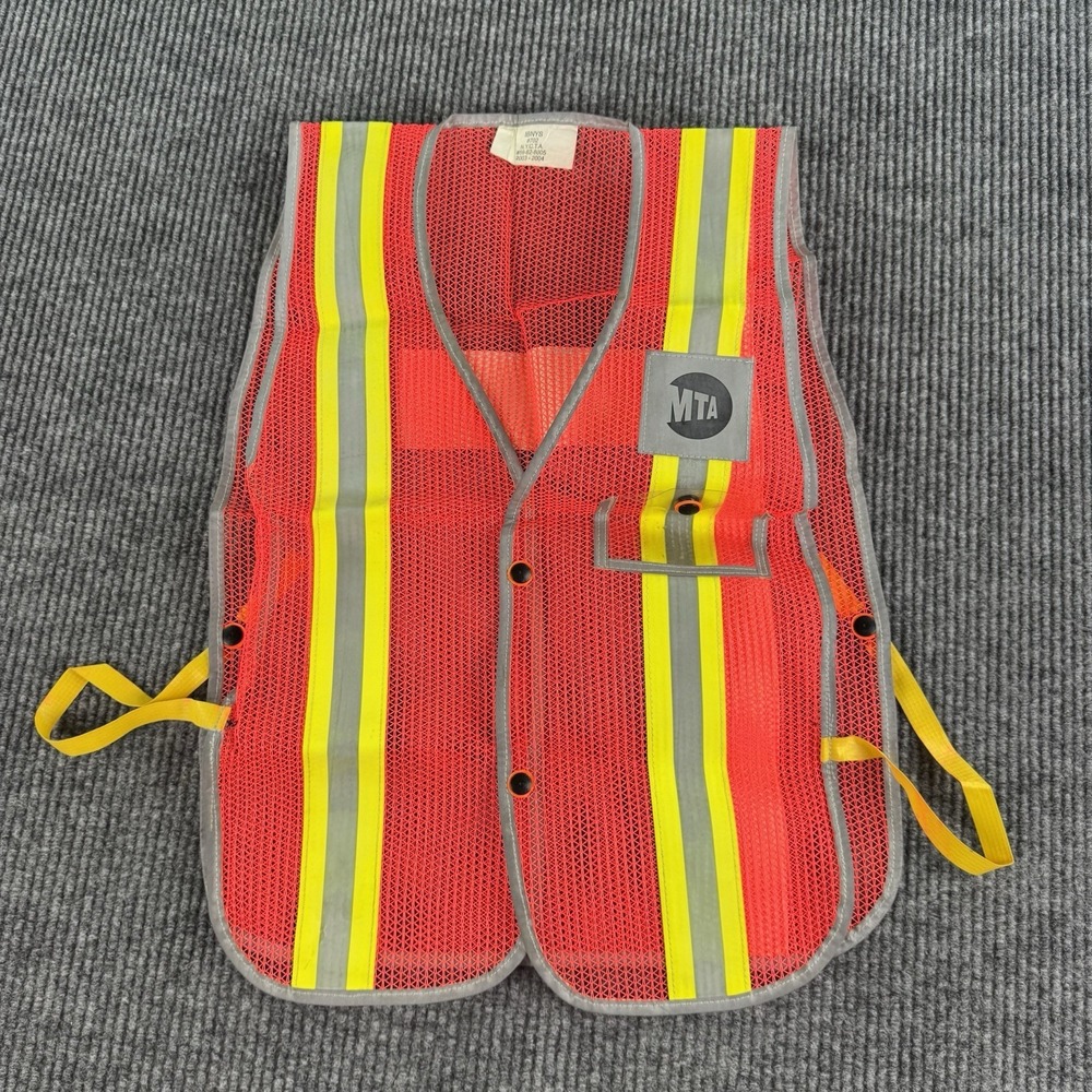 MTA New York City Transit Vest Reflective Mesh Utility Subway Worker Orange 2003